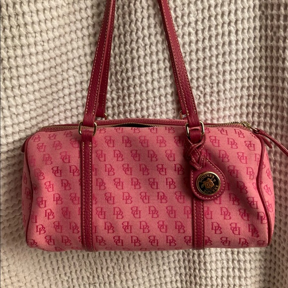 Dooney & Bourke Handbags - Dooney & Bourke Pink Canvas Satchel with Leather Trim